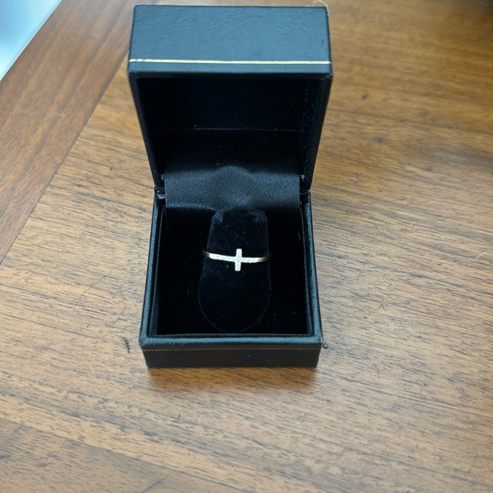 Jacquie Aiche 14k Rose Gold Sideways Pave Diamond Cross Ring